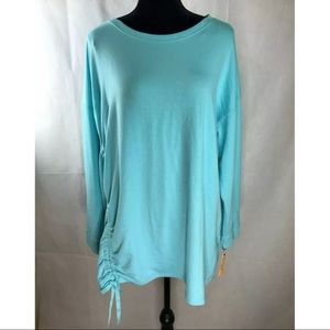 Ideology Womens Side Tie Pullover Top Sweatshirt